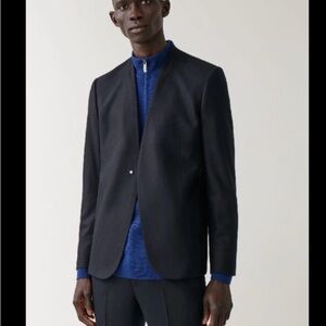 COS
Collarless Wool-cashmere Blazer In Blue